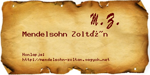 Mendelsohn Zoltán névjegykártya